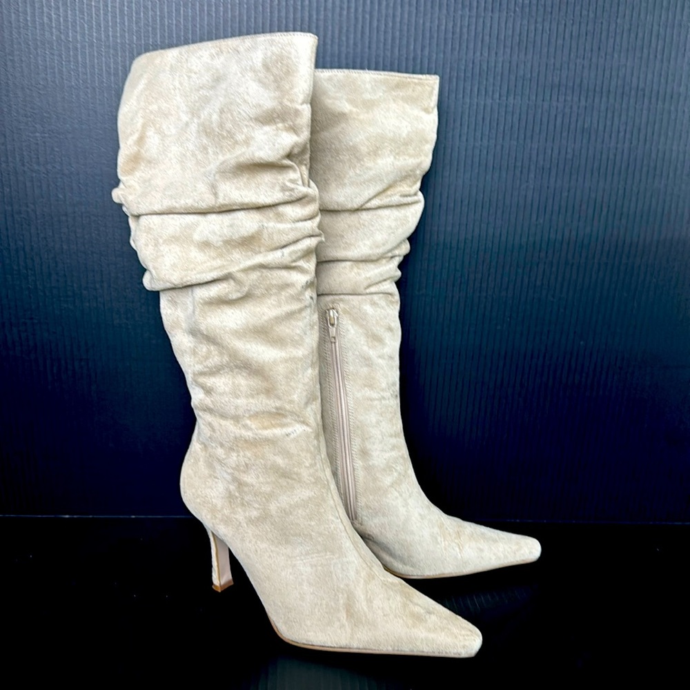 Knee high suede boots